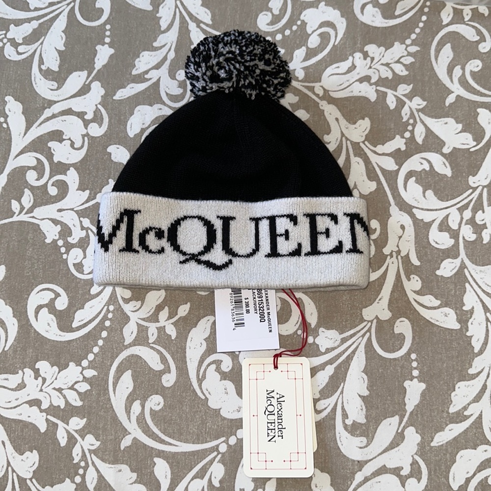 Alexander McQueen Pompom Wool Beanie